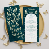 Elegante smaragdgroene gouden vlinders Quinceañera Menu