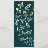 Elegante smaragdgroene gouden vlinders Quinceañera Menu (Achterkant)