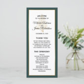 Elegante Smaragdgroene Gouden Winter Bruiloft Programmakaart (Staand voorkant)
