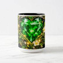 Elegante Smaragdgroene Hart Bloem Coffee Mug