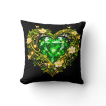 Elegante Smaragdgroene Hart Bloemendekkuskussen