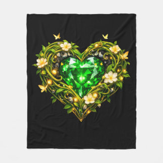 Elegante Smaragdgroene Hart Fleece Deken