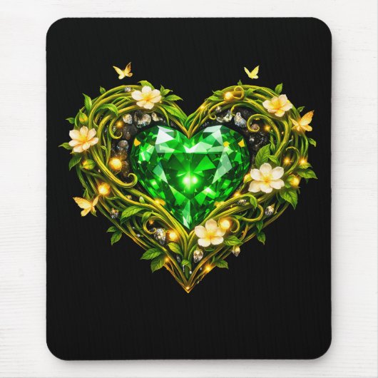 Elegante Smaragdgroene Hart Luxe Muis Muismat (Voorkant)