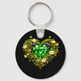 Elegante Smaragdgroene Hart Luxe Sleutelhanger