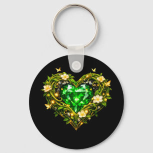 Elegante Smaragdgroene Hart Luxe Sleutelhanger