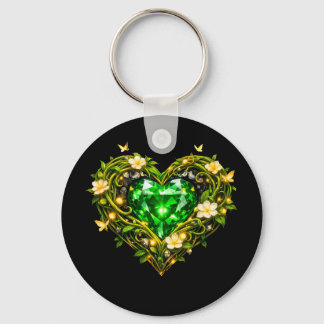 Elegante Smaragdgroene Hart Luxe Sleutelhanger
