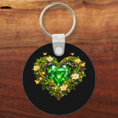 Elegante Smaragdgroene Hart Luxe Sleutelhanger (Voorkant)