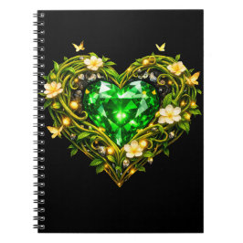 Elegante Smaragdgroene Hart Luxe Spiraal Notebook Notitieboek