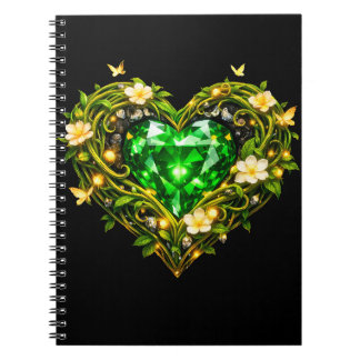 Elegante Smaragdgroene Hart Luxe Spiraal Notebook Notitieboek