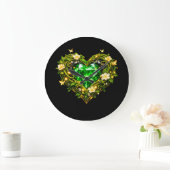 Elegante Smaragdgroene Hart Luxe Wandklok (Huis)