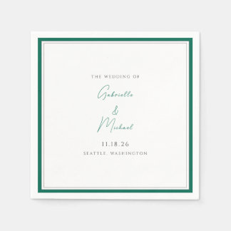 Elegante smaragdgroene huwelijkscript servetten