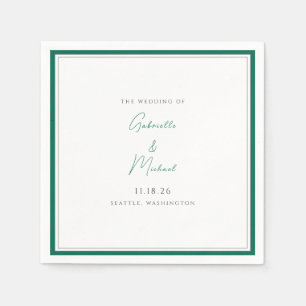 Elegante smaragdgroene huwelijkscriptlinnen servet