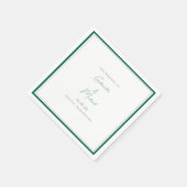 Elegante smaragdgroene huwelijkscriptlinnen servet (Hoek)