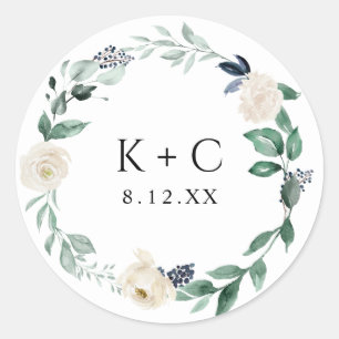 Elegante Smaragdgroene Huwelijksgunst Ronde Sticker