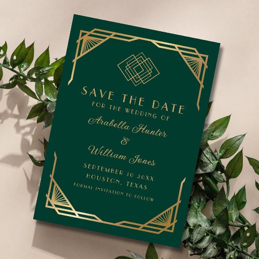 Elegante smaragdgroene kalligrafie  save the date
