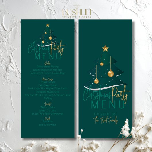 Elegante smaragdgroene kerstboom menu