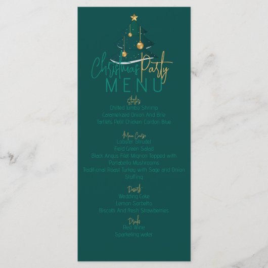 Elegante smaragdgroene kerstboom menu (Voorkant)