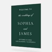 Elegante smaragdgroene minimalistische bruiloft acryl bord (Hoek)