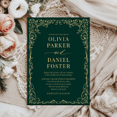 Elegante smaragdgroene minimalistische bruiloft kaart