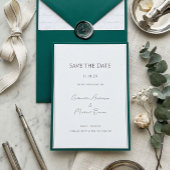 Elegante smaragdgroene minimalistische bruiloft re save the date