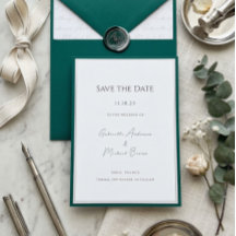 Elegante smaragdgroene minimalistische bruiloft re