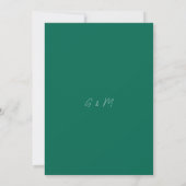 Elegante smaragdgroene minimalistische bruiloft re save the date (Achterkant)