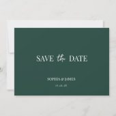 Elegante smaragdgroene minimalistische bruiloft save the date (Voorkant)