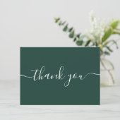 Elegante Smaragdgroene Moderne Script Bedankkaart (Staand voorkant)