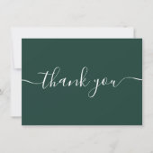 Elegante Smaragdgroene Moderne Script Bedankkaart (Voorkant)