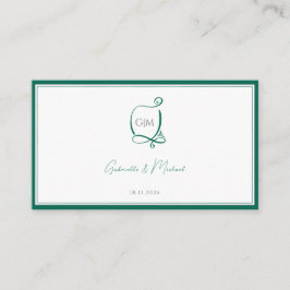 Elegante smaragdgroene monogram bruiloft RSVP Informatiekaartje