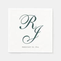 Elegante smaragdgroene monogram trouw servetten