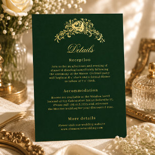 Elegante Smaragdgroene Regency Trouwdetails Kaart