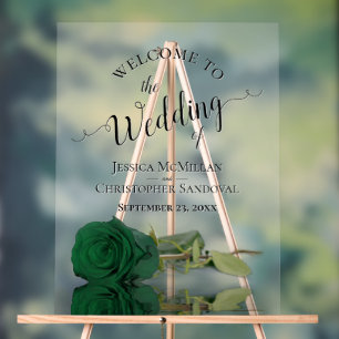 Elegante Smaragdgroene Roos Posh Trouw Welkom Acryl Bord