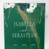 Elegante smaragdgroene Rozen alles in één bruiloft Drieluik Uitnodiging (Binnenzijde eerst)