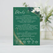 Elegante Smaragdgroene Rozen Huwelijk Informatiekaartje (Staand voorkant)