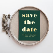 Elegante smaragdgroene save the date goud folie uitnodiging