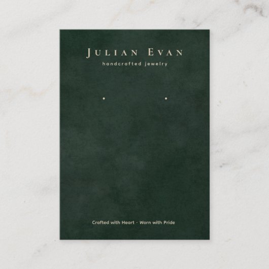 Elegante smaragdgroene sieraden oorbel display visitekaartje (Voorkant)