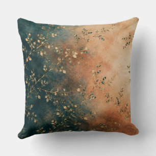 Elegante Smaragdgroene Teal & Roestig Goud Botanis Kussen