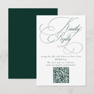 Elegante smaragdgroene trouw-QR-code Gelieve te an RSVP Kaartje