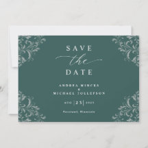 Elegante Smaragdgroene Trouw Save The Date