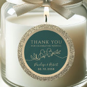 Elegante smaragdgroene trouwbedankje ronde sticker