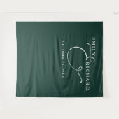 Elegante smaragdgroene trouwfoto achtergrond wandkleed (Voorkant (horizontaal))