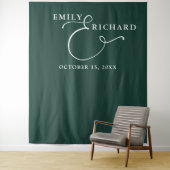 Elegante smaragdgroene trouwfoto achtergrond wandkleed (In situ)