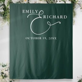 Elegante Smaragdgroene Trouwfotobehang Wandkleed