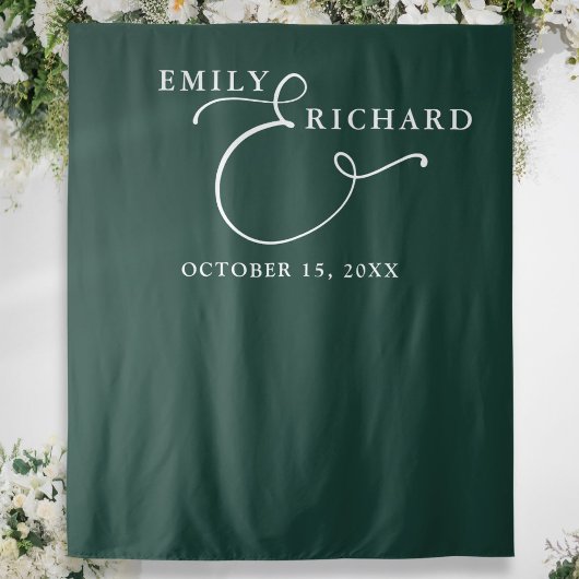 Elegante Smaragdgroene Trouwfotobehang Wandkleed