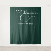 Elegante Smaragdgroene Trouwfotobehang Wandkleed (Voorkant)