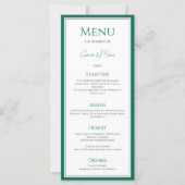 Elegante Smaragdgroene Trouwmenu Kaart (Voorkant)