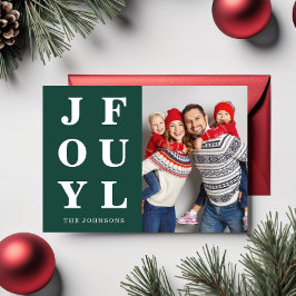 Elegante smaragdgroene vrolijke kerstfoto feestdagenkaart