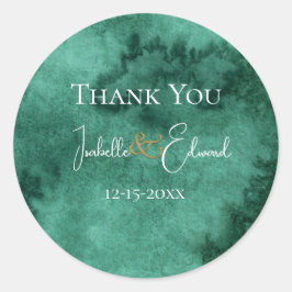 Elegante Smaragdgroene Waterverf Wash Names Ronde Sticker