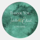Elegante Smaragdgroene Waterverf Wash Names Ronde Sticker (Voorkant)